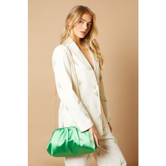 Liora Satin Ruched Large Clutch Bag
