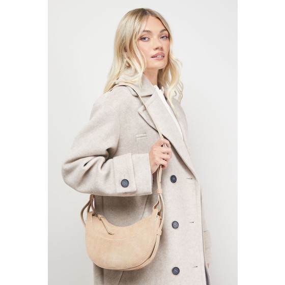 Relly Faux Suede Half Moon Crossbody Bag