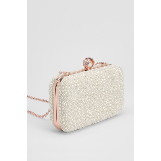 Bridal Amora Love Heart Pearl Detail Clutch Bag