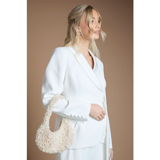 Katie Pearl Detail Shaped Shoulder Bag