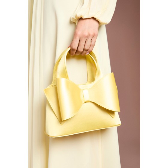 Olivia Satin Bow Detail Grab Bag With Crossbody Strap