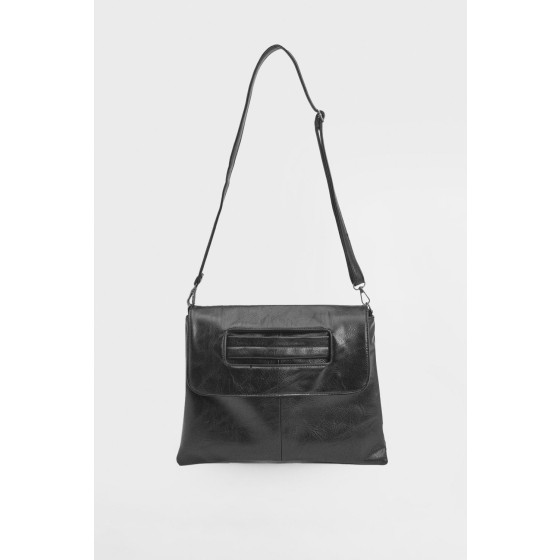 Black Oversized Faux  Leather Look Clutch Bag with Handle
