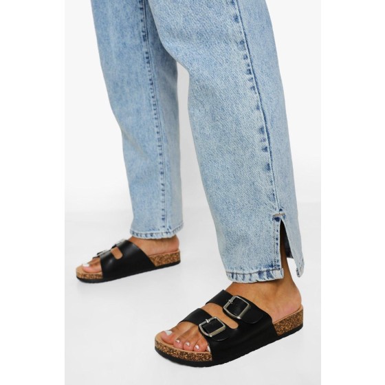Double Buckle Footbed Slider