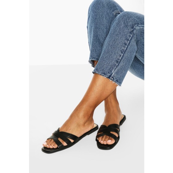 Wide Fit Cross Strap Sliders