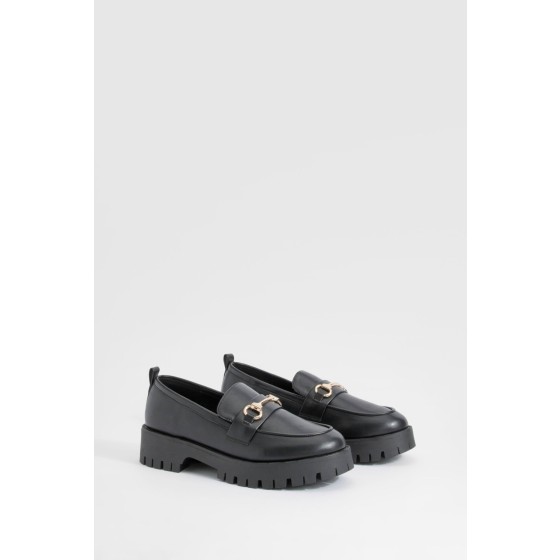 Wide Fit Chunky T Bar Loafers