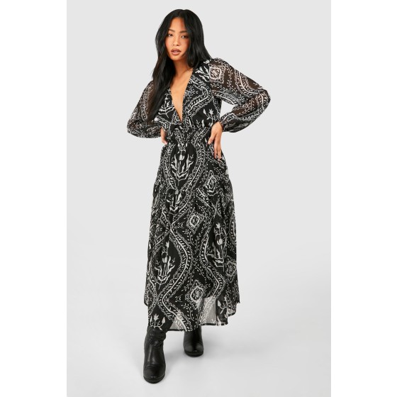 Petite Mono Paisley Midaxi Dress