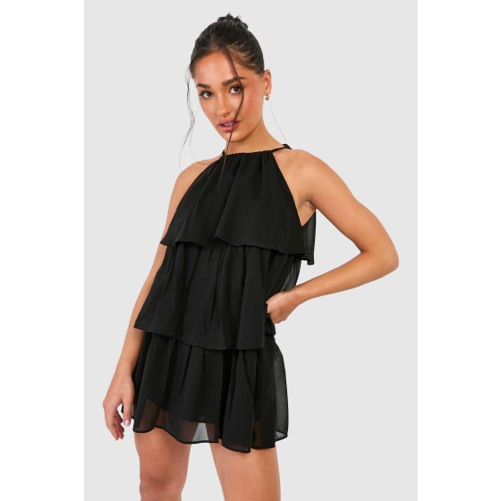 Petite Chiffon Tiered Mini Dress