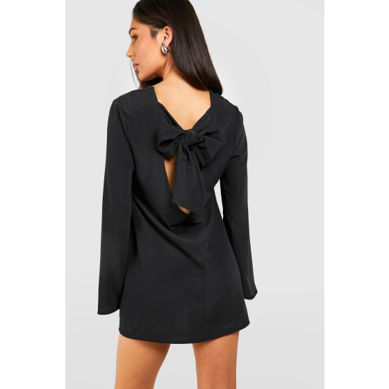 Petite Bow Detail Open Back Mini Dress