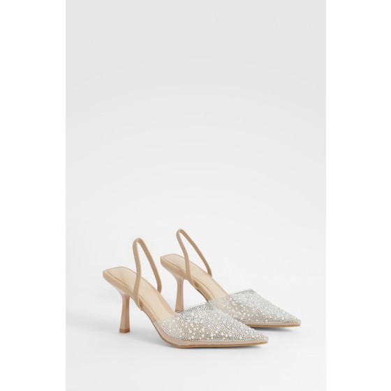 Pearl Embellished Slingback Court Heels