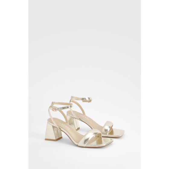 Metallic Padded Strappy Two Part Heels