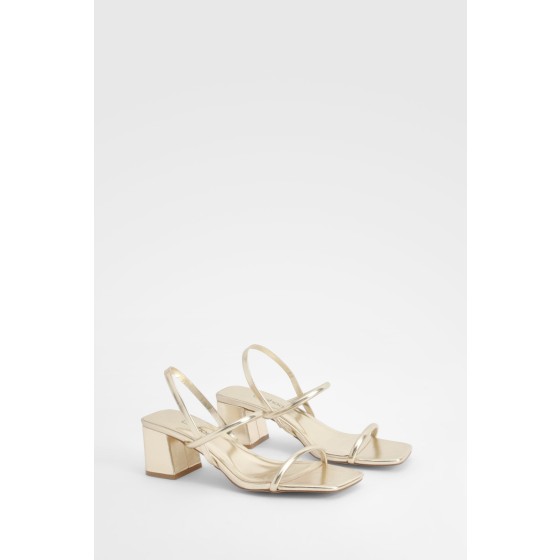 Wide Fit Metallic Low Block Slingback Heels