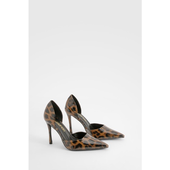 Leopard Patent Cut Out Court Shoes