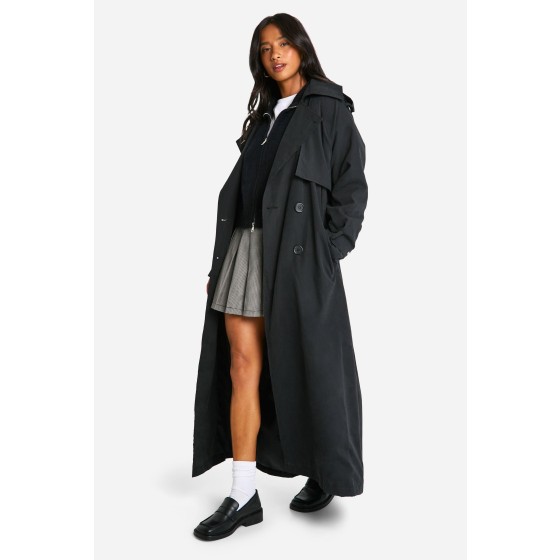 Petite Peached Oversized Double Breast Trench Coat