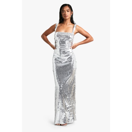 Petite Sequin Cut Out Maxi Dress
