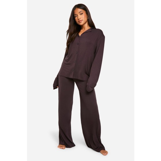 Petite Long Sleeve Shirt & Trousers Pyjama Set