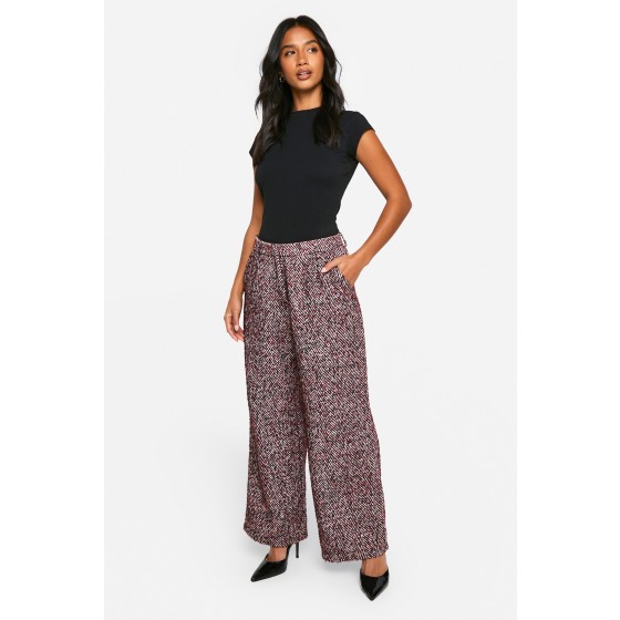 Petite Herringbone Wool Look Trousers