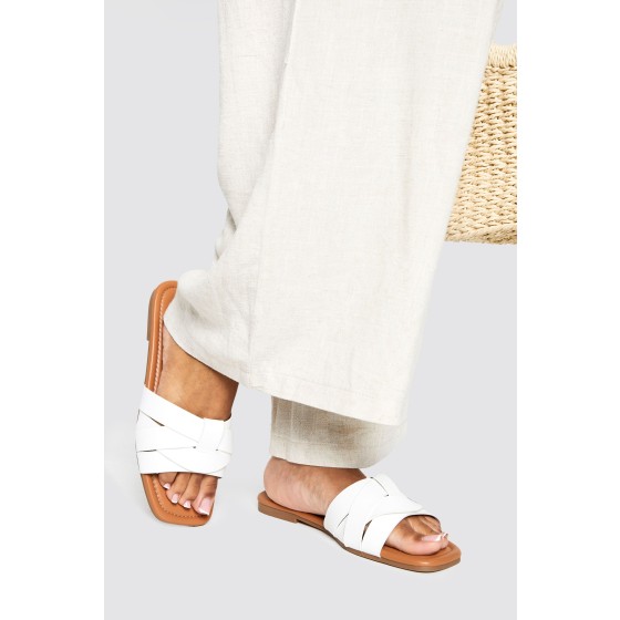 Wide Fit Woven Basic Mule Sandals