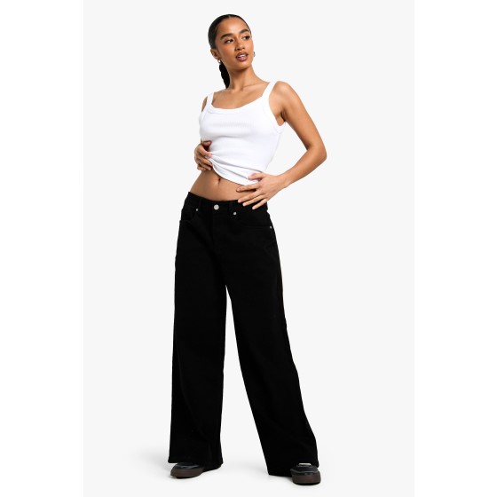 Petite Comfort Stretch Mid Waist Wide Leg Jean