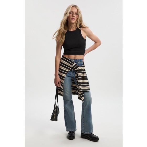Petite Comfort Stretch High Waist Flared Jean