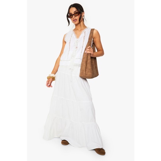 Petite Tiered Poplin Maxi Skirt