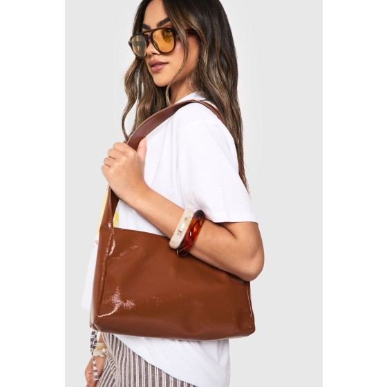 Textured Patent Shoulder Bag
