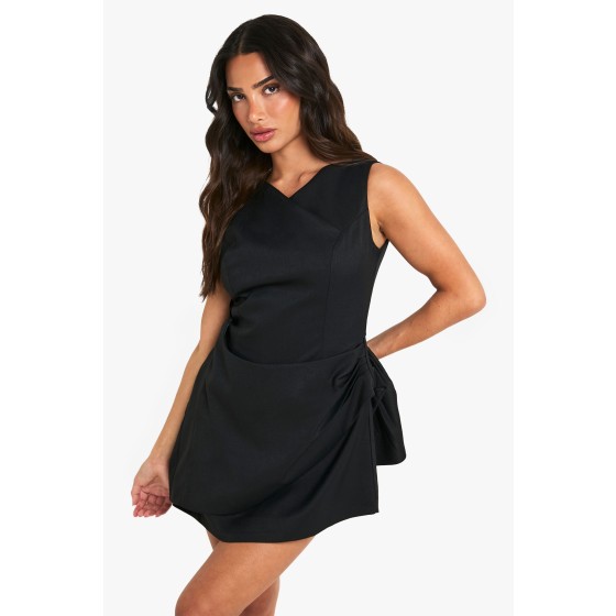 Petite Tailored Cowl Detail Wrap Mini Dress