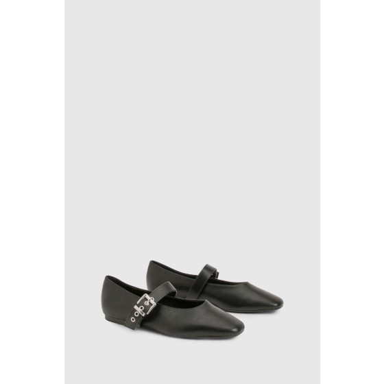 Buckle Detail Mary Jane Ballet Flats