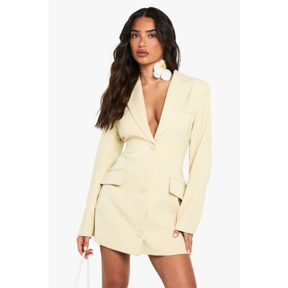 Petite Tailored Structured Cinched Waist Blazer Dress