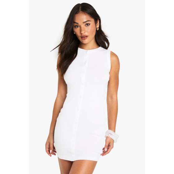 Petite Rib Button Down Shift Dress