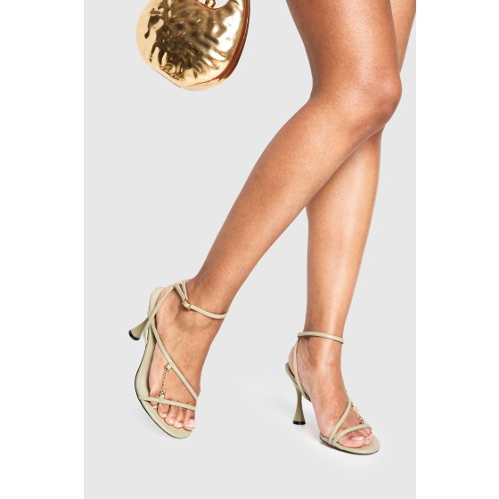 Chain Detail Flared Heels