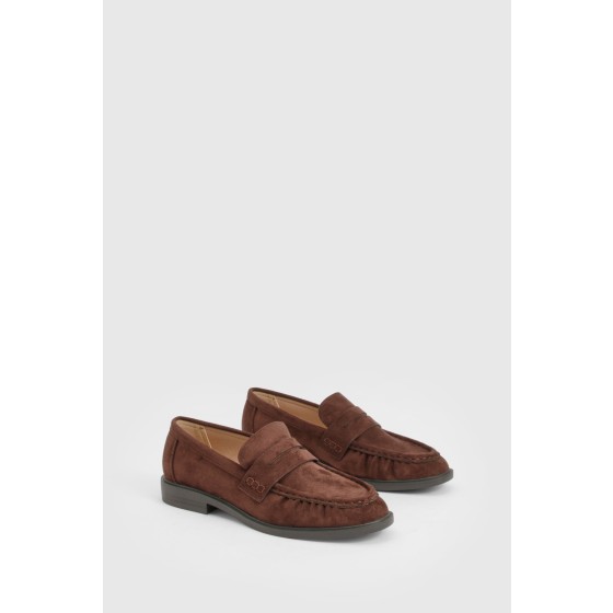 Wide Fit Faux Suede Ruched Loafers