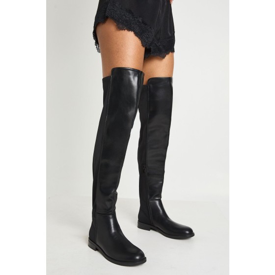 Over The Knee Stretch Flat Boots