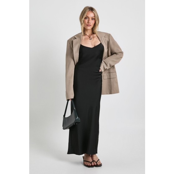 Petite Satin Slip Column Maxi Dress