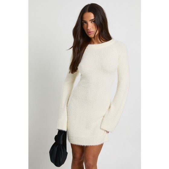 Petite Bow Back Detail Super Soft Knitted Mini Dress
