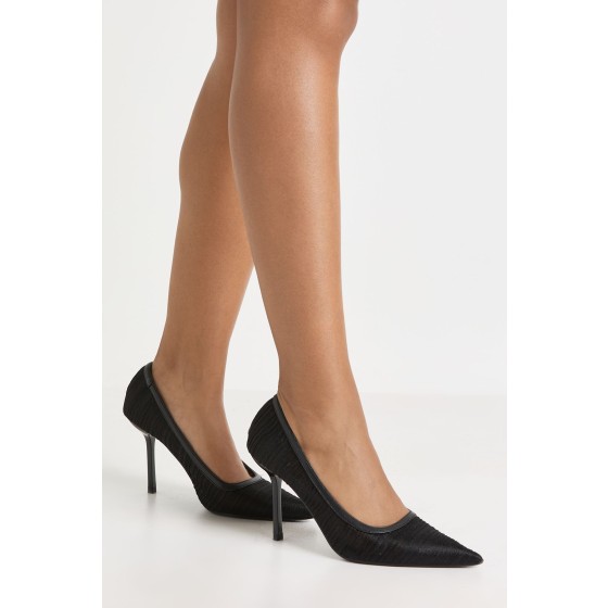 Mesh Pleated Stiletto Court Heels