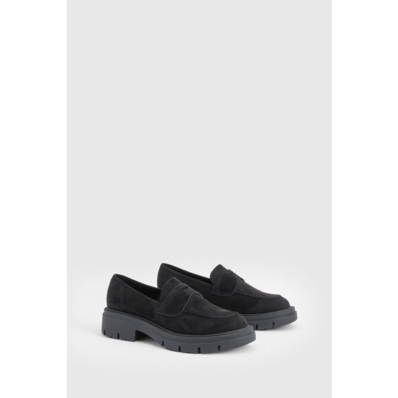 Faux Suede Chunky Panel Detail Loafers