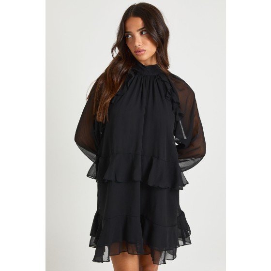Petite Chiffon Ruffle Smock Dress