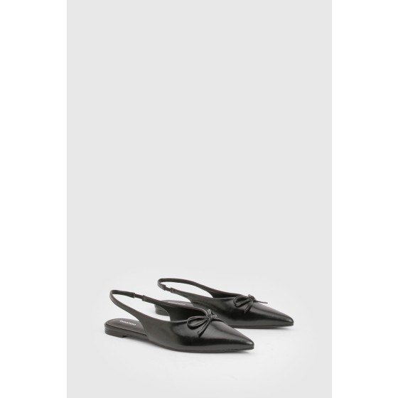 Bow Detail Pointed Slingback Flats