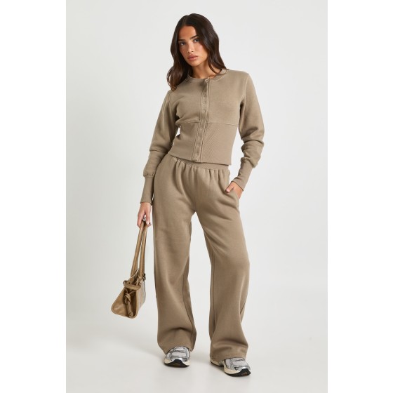 Petite Deep Hem Popper Bomber Sweatshirt Tracksuit