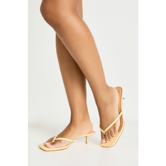 Wide Fit Thong Toe Post Heeled Mules