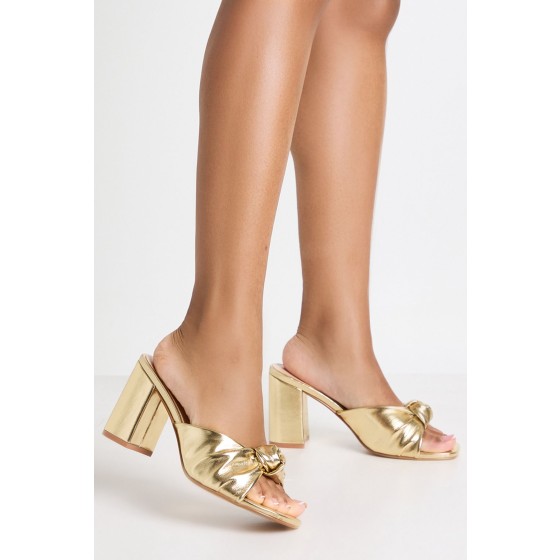 Wide Fit Knot Heeled Mules