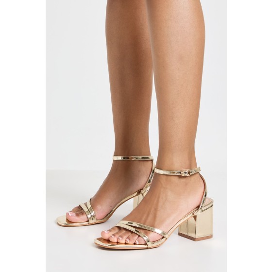 Low Block Asymmetric Strappy Heels
