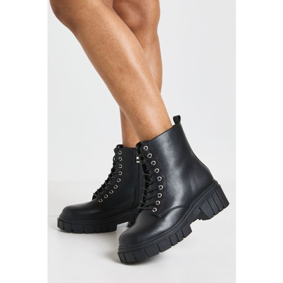Wide Fit Chunky Heeled Ankle Boots