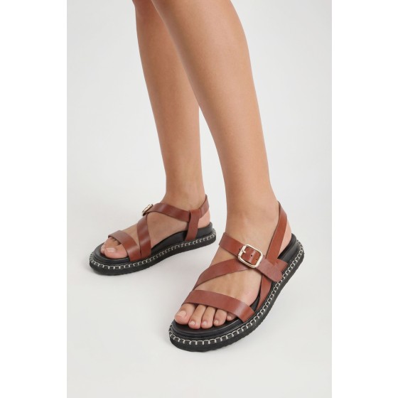 Cross Over Detail Platform Sandals
