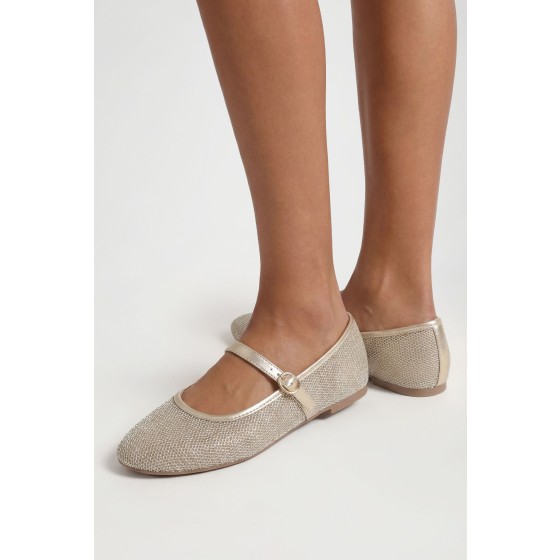Wide Fit Metallic Mesh Ballet Flats