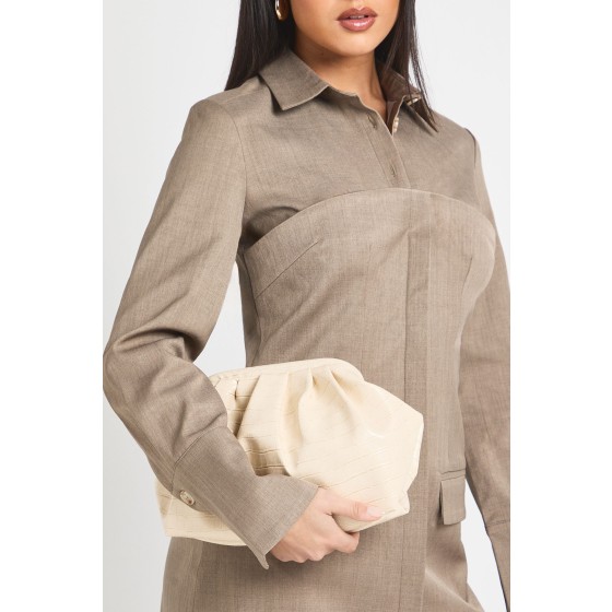 Croc Detail Slouchy Clutch Bag