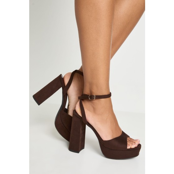 Faux Suede Platform Block 2 Part Heels