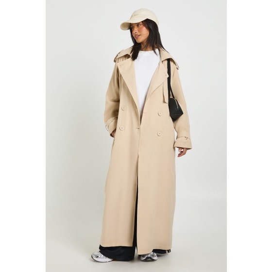 Petite Peached Oversized Double Breast Trench Coat