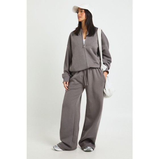 Petite Bomber Jacket Wide Leg Jogger Tracksuit