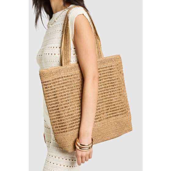 Basic Lined Straw Beach Bag